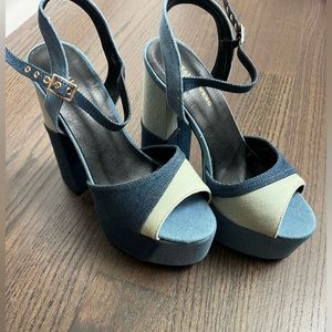 Azalea Wang Denim platform open toe sandals